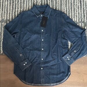 rag & bone Dark Blue Casual Button Down Shirt
